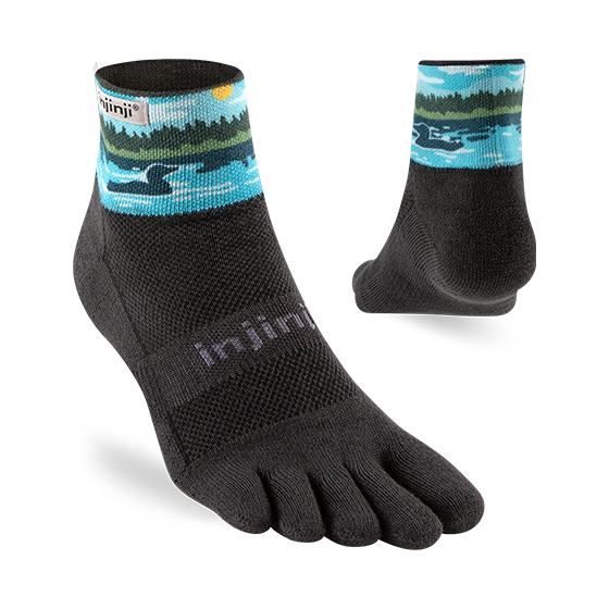 Injinji Artist Designed Men's Trail Midweight Mini-Crew Running Socks