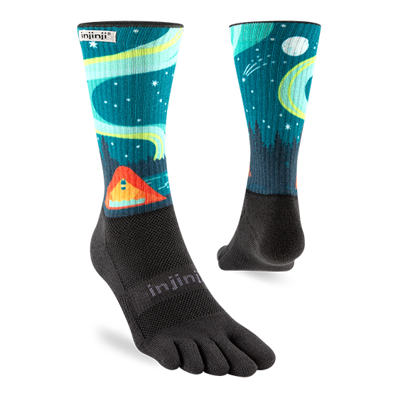 Injinji Artist Designed Men's Trail Midweight Crew Running Socks